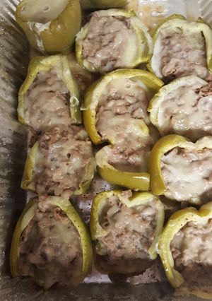 A picture of Exquisite Kuisines philly Cheese stuffed peppers.