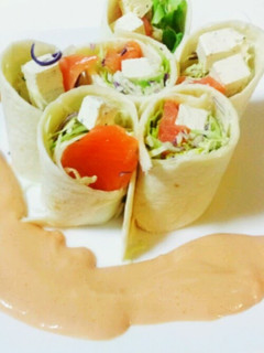 A picture of Smoked Salmon and Cream Cheese Wraps.