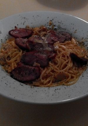 A picture of Duck Breast Spaghetti.