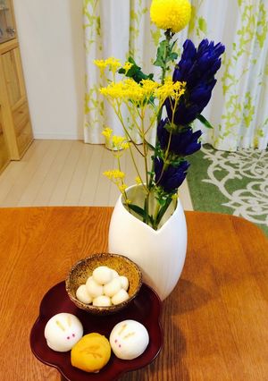 A picture of Dumplings with Shiratama Glutinous Rice Flour & Tofu for the Moon Gazing Festival.