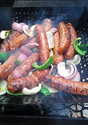 A picture of Memorial Day sausages.