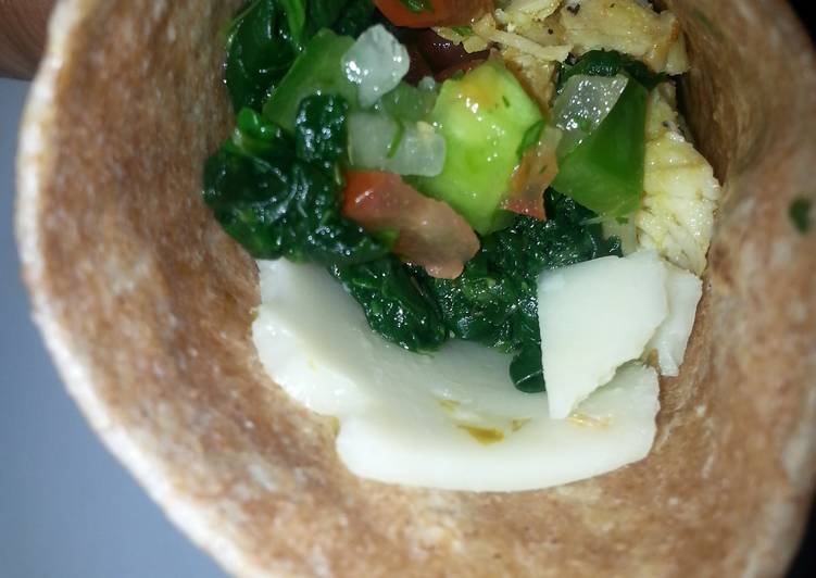 Easiest Way to Make Any-night-of-the-week Chicken, spinach, pico de gallo wrap