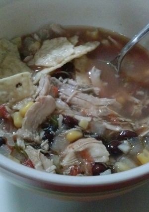 A picture of Chicken tortilla soup.