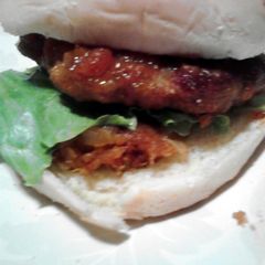 A picture of Sweet N Sour Turkey Burgers w/ Sweet n Spicy Pineapple Saute.