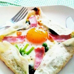 A picture of Easy Galette-Style Fried Egg with Pancake Mix.