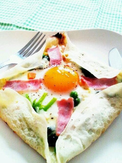 A picture of Easy Galette-Style Fried Egg with Pancake Mix.
