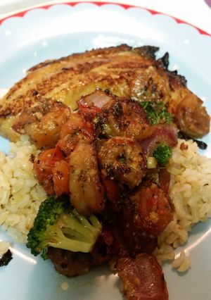 A picture of Seared Tilapia & Shrimp.