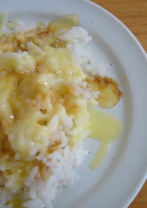 A picture of Cheese Rice for a Quick Lunch.