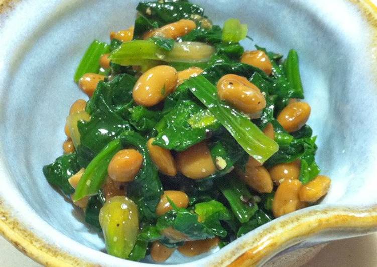 Recipe: Delicious Stewed Spinach with Natto