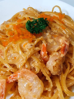 A picture of Spaghetti with Creamy Shrimp Roe.