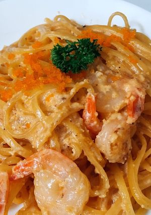 A picture of Spaghetti with Creamy Shrimp Roe.
