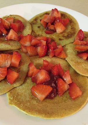 A picture of Gluten Free Dairy Free Banana Chocolate Chip Pancakes.