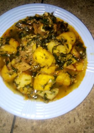 A picture of Plantain pepper soup.
