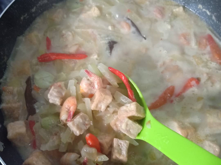 Standar Resep bikin Sayur santan putih labu Siam, tahu, udang + pete dijamin sedap