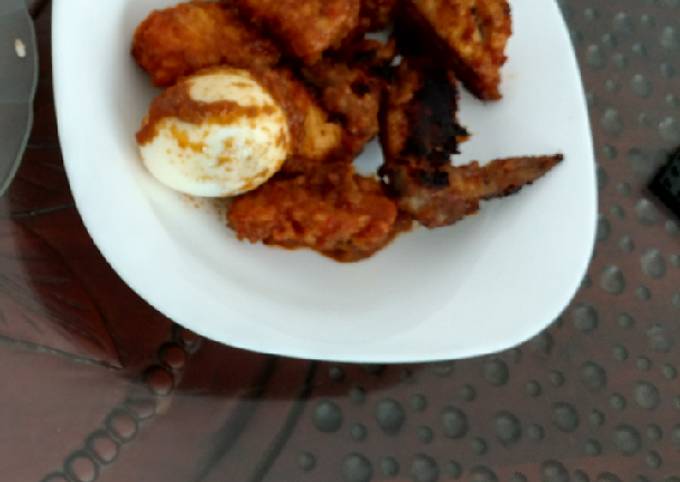 Cara Gampang mengolah Ayam panggang,tahu+telur bumbu rujak, Enak Banget