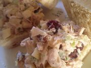 A picture of chicken salad with grapes