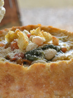 A picture of Creamy White Bean & Spinach Bread Bowls.