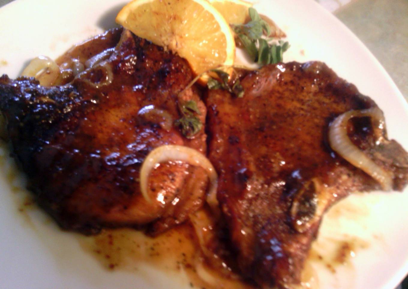 orange-glazed pork chops