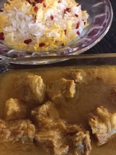 عکسی از دستور چلو گوشت زعفرانی