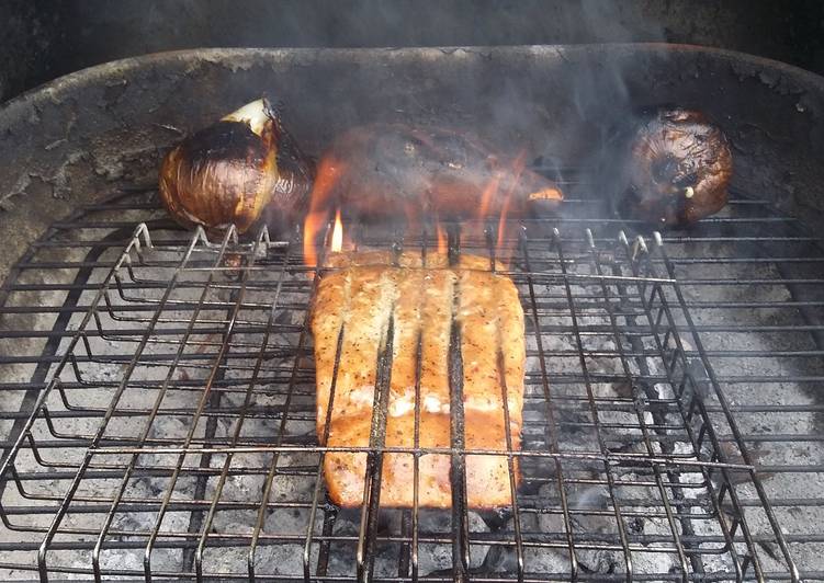 Recipe of Favorite Grilled Salmon with Sweet Potato and Onion
