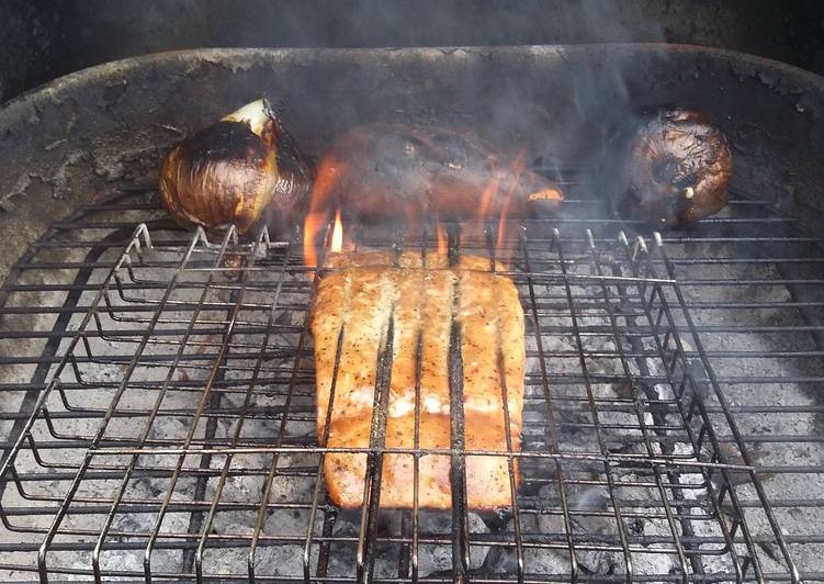 Easiest Way to Make Speedy Grilled Salmon with Sweet Potato and Onion