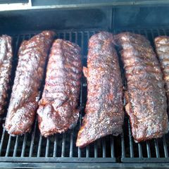 A picture of smoked bbq pork ribs.