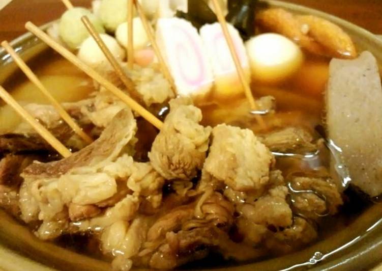 Steps to Make Yummy Meaty Oden (Fish Cake Hotpot) Packed With Homemade Simmered Beef Tendon!