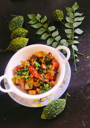 A picture of Bitter gourd skin/ peel curry / karela skin sabji 🥰😘.