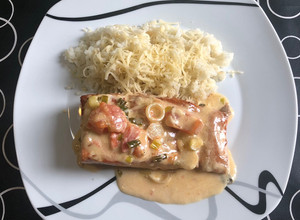 Una foto de Salmón rosado cremoso