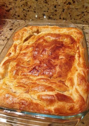 A picture of Bacon, herb and vegetable pie.