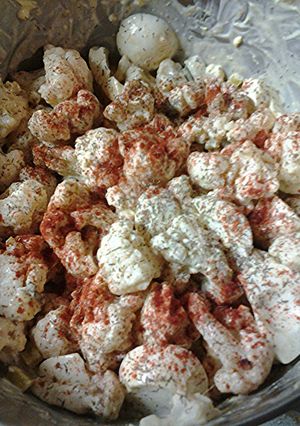 A picture of Memorial Day cauliflower salad.