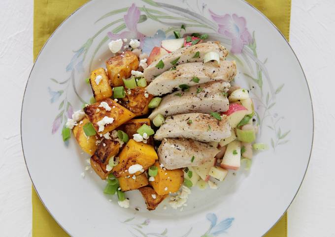 Recipe of Perfect Chicken Breast with White Bean and Apple Salsa and Sautéed Butternut Squash and Feta