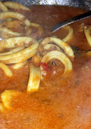 A picture of Calamari in Tomato Sauce.
