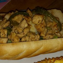 A picture of Chicken philly cheese steak.