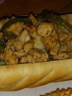 A picture of Chicken philly cheese steak.