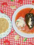 Chile relleno de huitlacoche y queso con epazote
