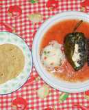 Chile relleno de huitlacoche y queso con epazote