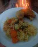 Pollo asado y arroz con verduras