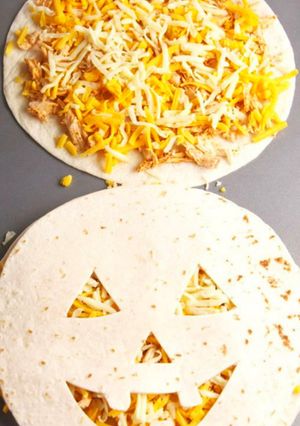 A picture of Halloween Lantern Quesadillas.