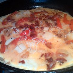 A picture of squash,Bacon and egg brunch.
