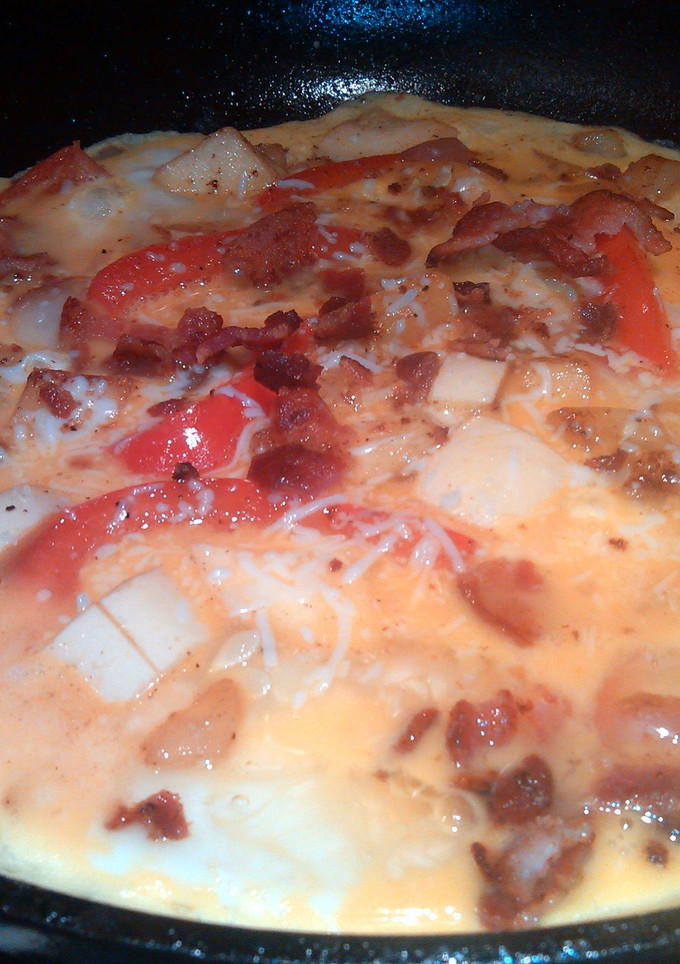 A picture of squash,Bacon and egg brunch.