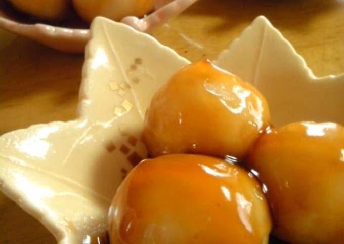 Mitarashi Dango (Sweet Rice Dumplings) made with Tofu and Rice Flour