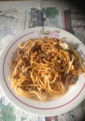 Una foto de Spaghetti con carne molida
