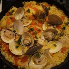 A picture of Surf Clam Paella In a Frying Pan!.