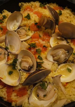 A picture of Surf Clam Paella In a Frying Pan!.