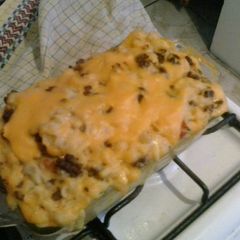 A picture of Baked macaroni and cheese.