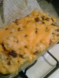 A picture of Baked macaroni and cheese.