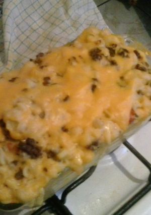 A picture of Baked macaroni and cheese.