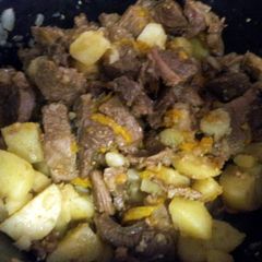 A picture of Meat and potatoes.