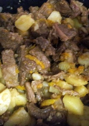 A picture of Meat and potatoes.